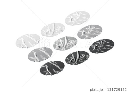 Blank black, white, silver oval adhesive crumpled tape mockup, isolated Blank black, white, silver oval adhesive crumpled tape mockup, isolated 131729132