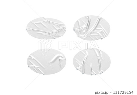 Blank white oval cut adhesive crumpled tape mockup, top view 131729154