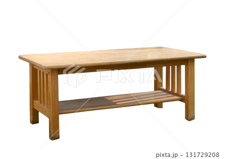 Wooden table isolated on white background 131729208