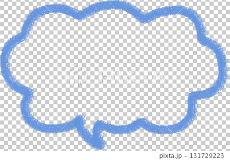 Crayon-style light blue cloud-shaped speech bubble Crayon-style light blue cloud-shaped speech bubble 131729223