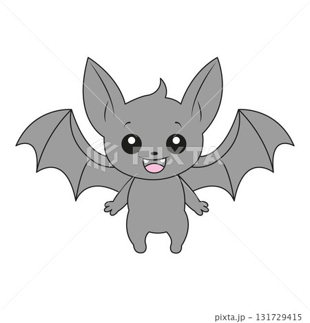 Cute smiling grey cartoon bat character.のイラスト素材 [131729415] - PIXTA