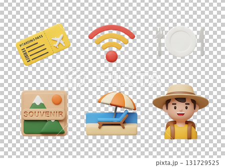 3D Icons for travel vacation and leisure activities 3d icon boarding pass isolated on a transparent background 131729525