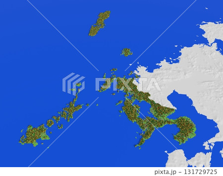 標高・森林・住宅地をかわいく再現した長崎県地図 標高・森林・住宅地をかわいく再現した長崎県地図 131729725