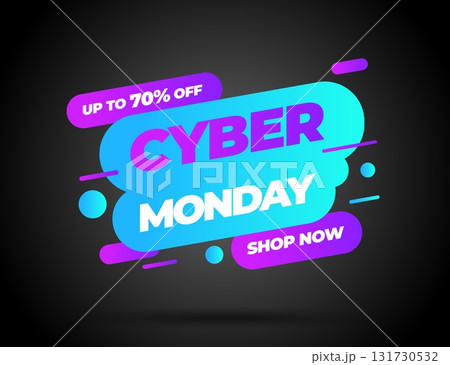Cyber Monday, discount sale concept. Inscription design template. Cyber Monday banner. Vector illustration. 131730532
