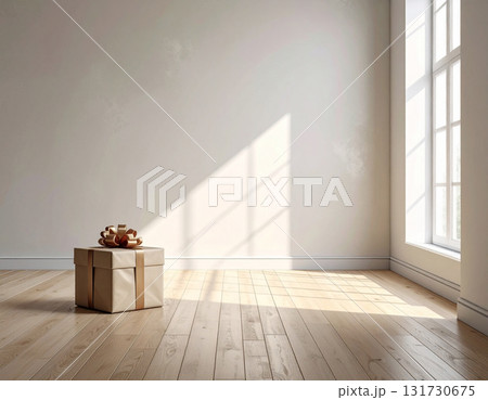 プレゼント箱が佇むモダンな室内。 131730675