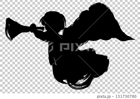 Silhouette of an angel playing a trumpet | Christmas decorations and religious symbol design material Silhouette of an angel playing a trumpet | Christmas decorations and religious symbol design material 131730780