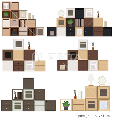 キューブボックス フラップ扉タイプ｜自由に組み合わせできる収納家具・インテリア収納デザイン素材 131731070