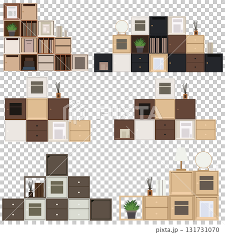 キューブボックス フラップ扉タイプ｜自由に組み合わせできる収納家具・インテリア収納デザイン素材 131731070