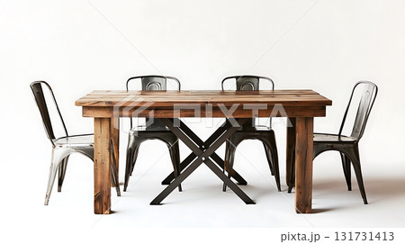 A wooden dining table with four chairs around it A wooden dining table with four chairs around it 131731413