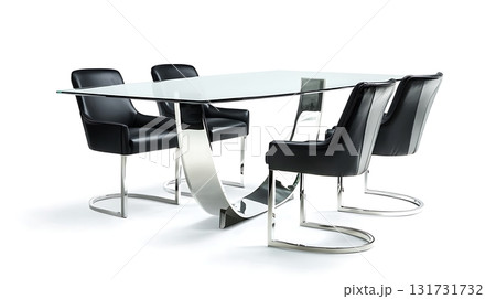 A glass table with four black chairs around it A glass table with four black chairs around it 131731732
