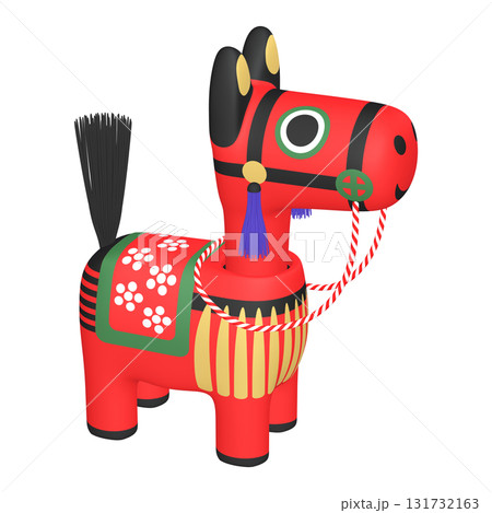 干支のイラスト素材 午年 馬の首振り人形(1_7) 赤 干支のイラスト素材 午年 馬の首振り人形(1_7) 赤 131732163