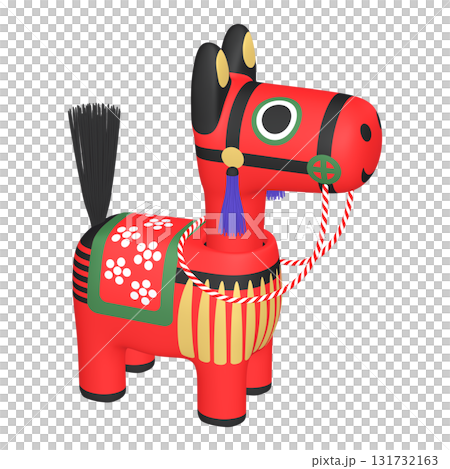 干支のイラスト素材 午年 馬の首振り人形(1_7) 赤 干支のイラスト素材 午年 馬の首振り人形(1_7) 赤 131732163