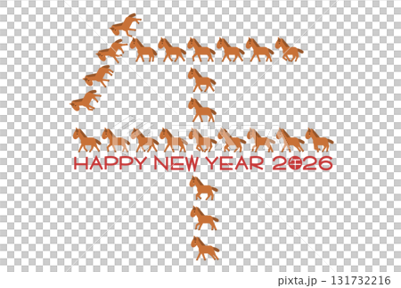 2026 New Year's card illustration (Kanji for the Year of the Horse with a horse pattern) 2026 New Year's card illustration (Kanji for the Year of the Horse with a horse pattern) 131732216
