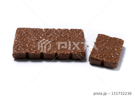 Traditional pieces of delicious Christmas chocolate nougat 131732236