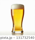 A glass of beer is sitting on a white background 131732540