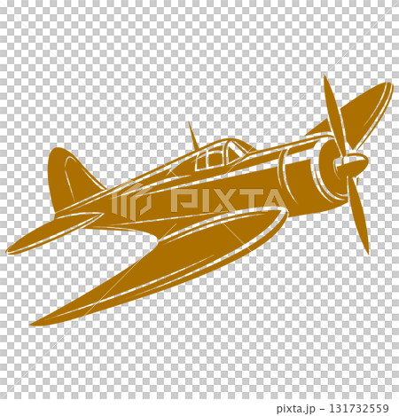 Vintage Radial Engine Trainer Plane Clipart High Detail Icon on Transparent Background 131732559