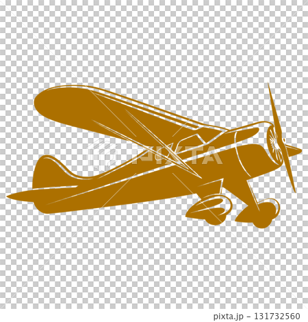 Vintage Retro Taildragger Prop Aircraft Icon High Detail Design Clipart with Transparent Background 131732560