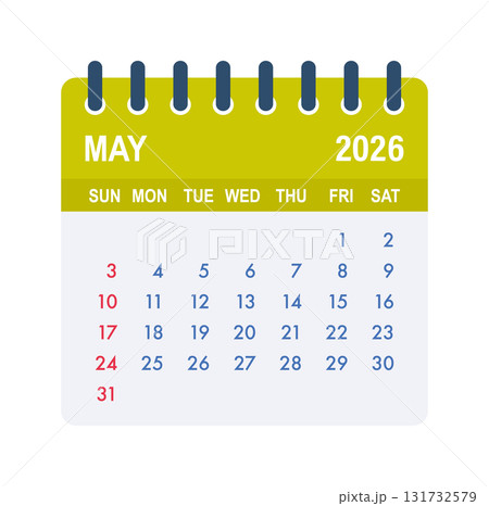 May 2026 calendar planner showing important dates 131732579