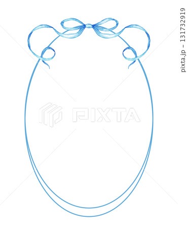 Elegant blue oval frame with decorative bow for invitations and greeting cards. Watercolor illustration. For gender reveal party, baby shower, birthday, wedding, baptism, boy or girl party Elegant blue oval frame with decorative bow for invitations and greeting cards. Watercolor illustration. For gender reveal party, baby shower, birthday, wedding, baptism, boy or girl party 131732919