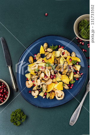 Appetizing salad with seafood. Appetizing salad with seafood. 131733502