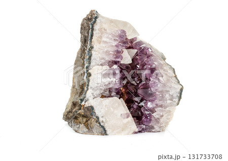 Amethyst Crystal Druse macro mineral on white background Amethyst Crystal Druse macro mineral on white background 131733708