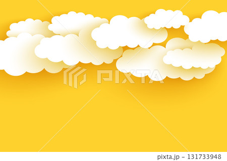 papercut style cloudy yellow background design papercut style cloudy yellow background design 131733948