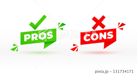 pros and cons sign badge with shadow effect pros and cons sign badge with shadow effect 131734171