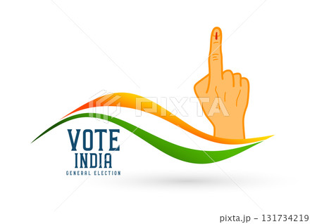 vote india election banner with voters finger and wavy indian flag 131734219