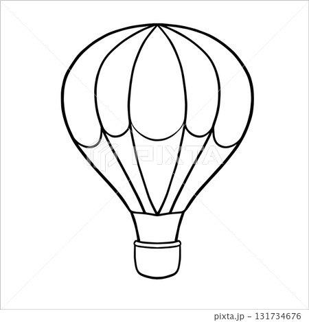 Vector illustration of a hot air Balloon. Linear drawing with airship in vintage sketch style. Contour image air Balloon. Hand drawn outline vintage hot air Balloon for invitations and nursery decor Vector illustration of a hot air Balloon. Linear drawing with airship in vintage sketch style. Contour image air Balloon. Hand drawn outline vintage hot air Balloon for invitations and nursery decor 131734676