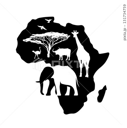 Africa logo continent symbol. Hand drawn. Not AI, vector illustration. 131734759