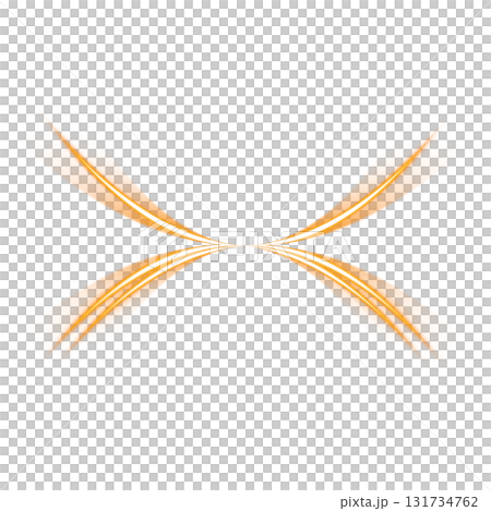 オレンジ色の曲線ビーム状クロスライト、透明背景 オレンジ色の曲線ビーム状クロスライト、透明背景 131734762