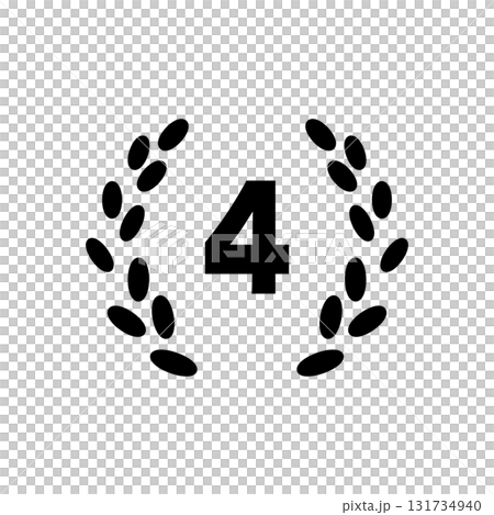 第四名排名圖示插圖，帶有月桂花環和數字 131734940