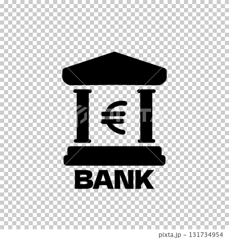 簡單的建築圖示插圖代表一家處理歐元貨幣的銀行 131734954