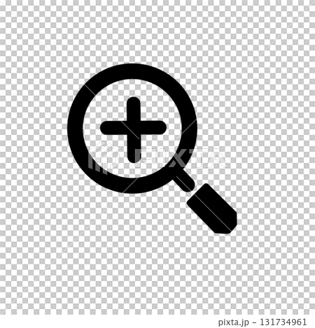 Magnifying glass plus icon illustration showing search, enlargement, and zoom in Magnifying glass plus icon illustration showing search, enlargement, and zoom in 131734961