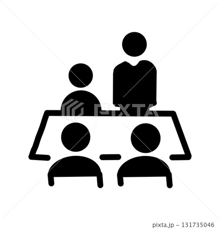 会議・打ち合わせ・商談を表すテーブルと人物のアイコンイラスト 会議・打ち合わせ・商談を表すテーブルと人物のアイコンイラスト 131735046