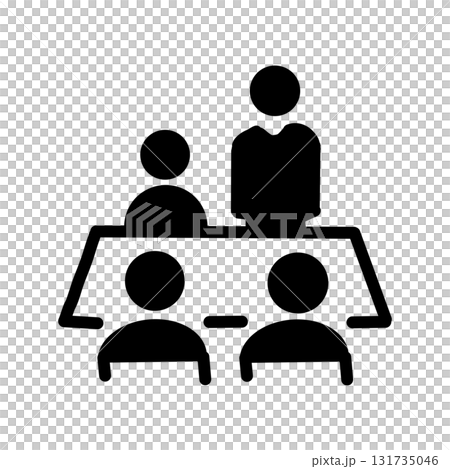 会議・打ち合わせ・商談を表すテーブルと人物のアイコンイラスト 会議・打ち合わせ・商談を表すテーブルと人物のアイコンイラスト 131735046