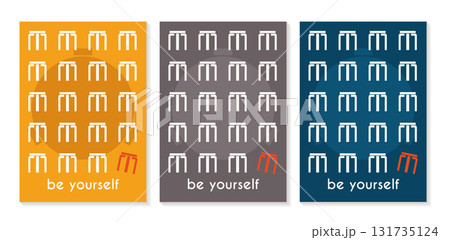 Inspirational quote poster template set in mid century modern design. Design print for posters, t shirt, greeting card, banner. Be yourself 131735124