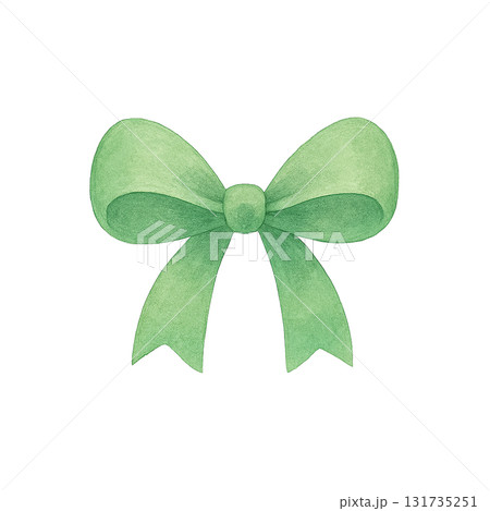 緑のリボンの水彩イラスト素材(切り抜き) 緑のリボンの水彩イラスト素材(切り抜き) 131735251