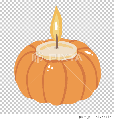 Pumpkin Candle Illustration Cozy Autumn Home Decor Hand Drawn Fall Candlelight Art Perfect for Thanksgiving and Harvest Season 131735417