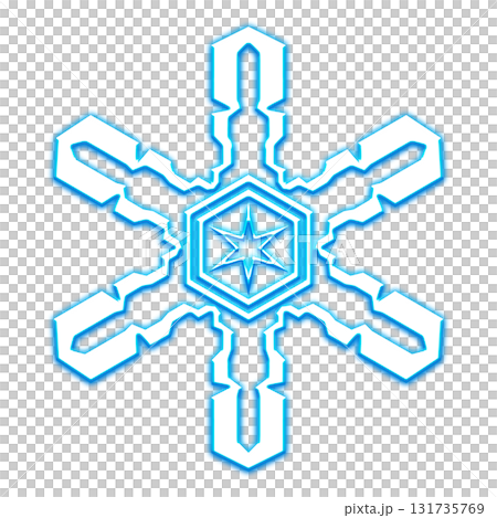 青く光る雪の結晶、透明背景 青く光る雪の結晶、透明背景 131735769