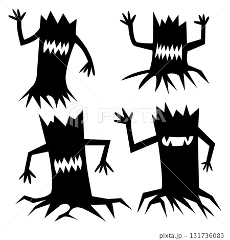 Silhouette Scary Halloween Monster Tree Collection 131736083