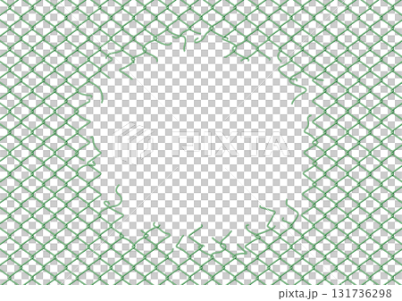 Torn and holey wire fence frame 131736298