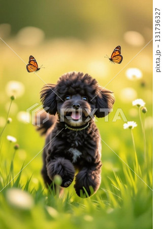 春の花と遊ぶ子犬 春の花と遊ぶ子犬 131736327