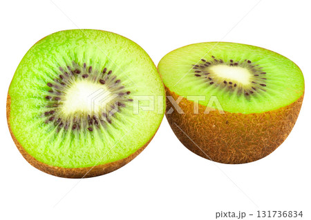 Half sliced kiwi fruit isolated on white background 131736834