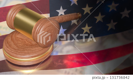 The Hammer on USA flag for Law concept 3d Rendering. The Hammer on USA flag for Law concept 3d Rendering. 131736842