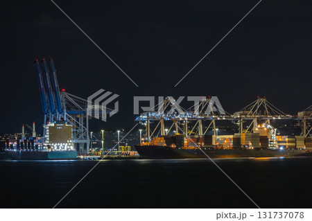 ニュージーランド オークランドの対岸から眺める港の夜景 ニュージーランド オークランドの対岸から眺める港の夜景 131737078