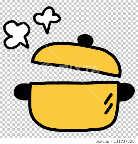 手繪簡單可愛的黃色平底鍋插圖 131737326
