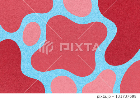 Abstract red, pink and blue background with amorphous shapes and spots, paper texture in flat organic design 131737699