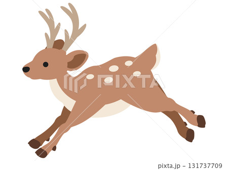 走る鹿のかわいいベクターイラスト素材 131737709