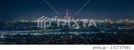 ニュージーランド パーキンソン・ルックアウトから見えるオークランドの市街地の夜景とスカイタワー ニュージーランド パーキンソン・ルックアウトから見えるオークランドの市街地の夜景とスカイタワー 131737981